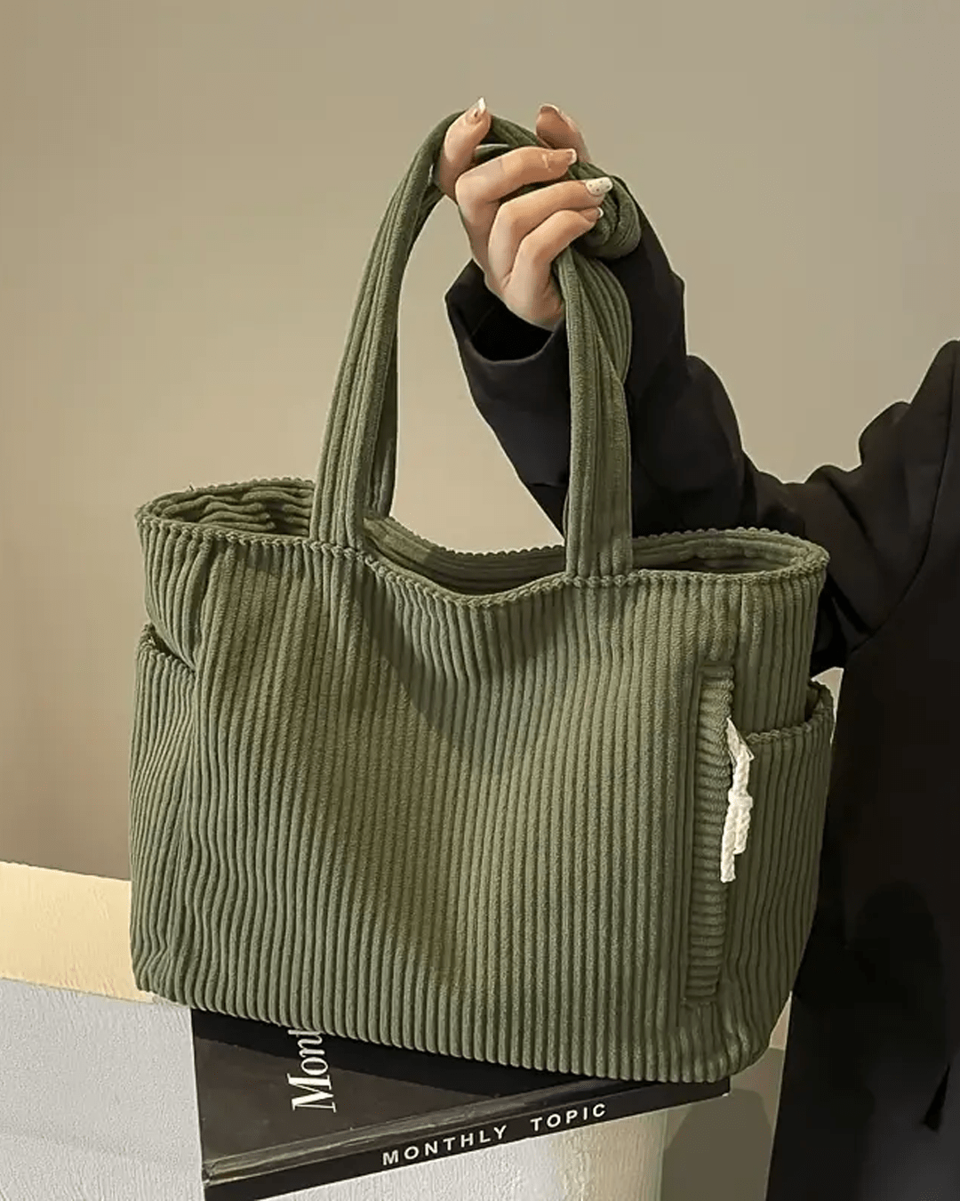 Tilda Tote Bag featuring a stylish ribbed design, spacious interior, and versatile use for everyday activities. - 1