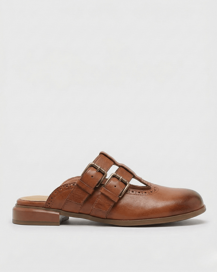 Theodora Mule Heels featuring soft leather material and a comfortable block heel, perfect for stylish and easy wear. - 3