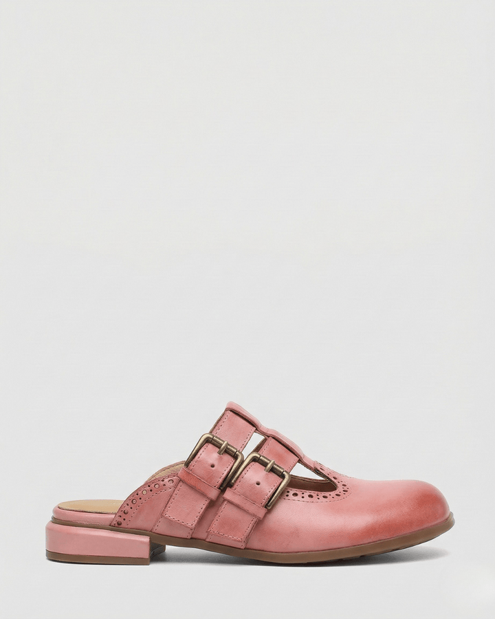 Theodora Mule Heels featuring soft leather material and a comfortable block heel, perfect for stylish and easy wear. - 1