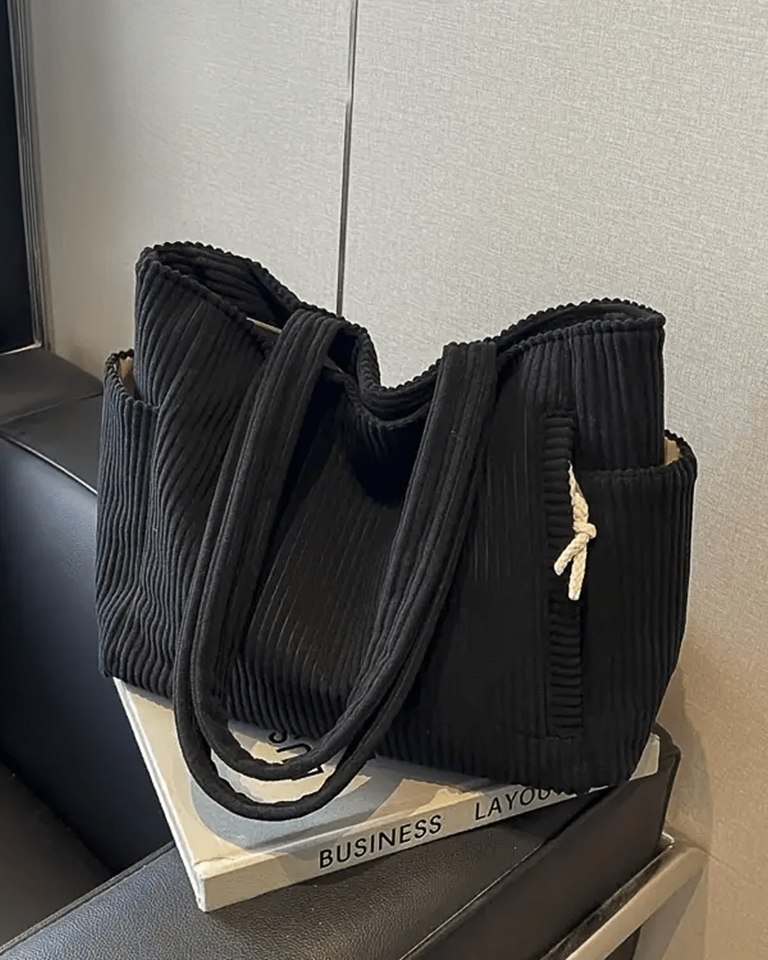 Tilda Tote Bag featuring a stylish ribbed design, spacious interior, and versatile use for everyday activities. - 6
