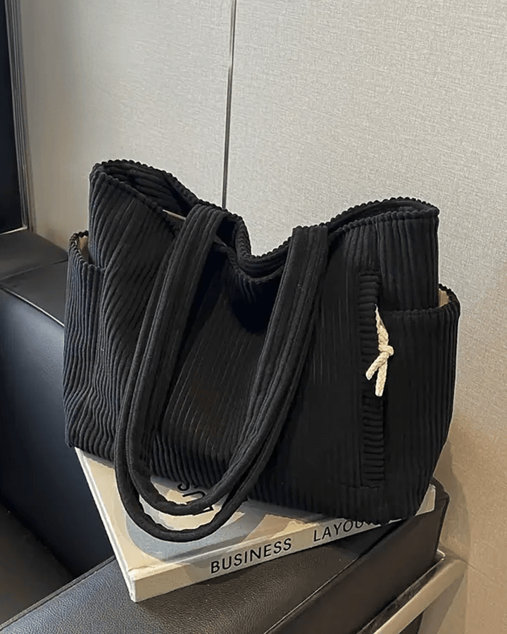 Tilda Tote Bag featuring a stylish ribbed design, spacious interior, and versatile use for everyday activities. - 6