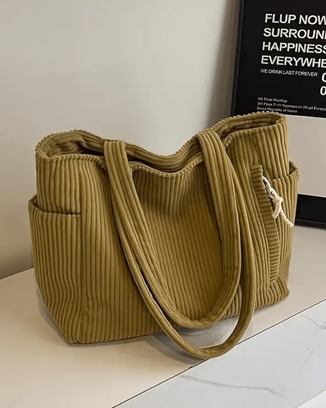 Tilda Tote Bag featuring a stylish ribbed design, spacious interior, and versatile use for everyday activities. - 7