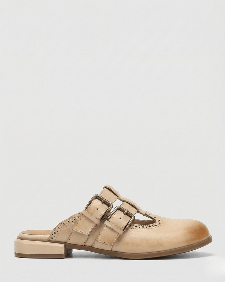 Theodora Mule Heels featuring soft leather material and a comfortable block heel, perfect for stylish and easy wear. - 4