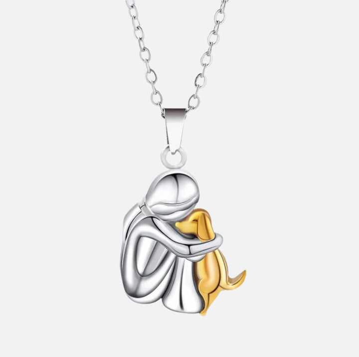 Elysian Dog Pendant Necklace made of sustainable stainless steel, featuring an elegant dog silhouette charm, perfect for pet lovers and eco-conscious fashion enthusiasts. - 1