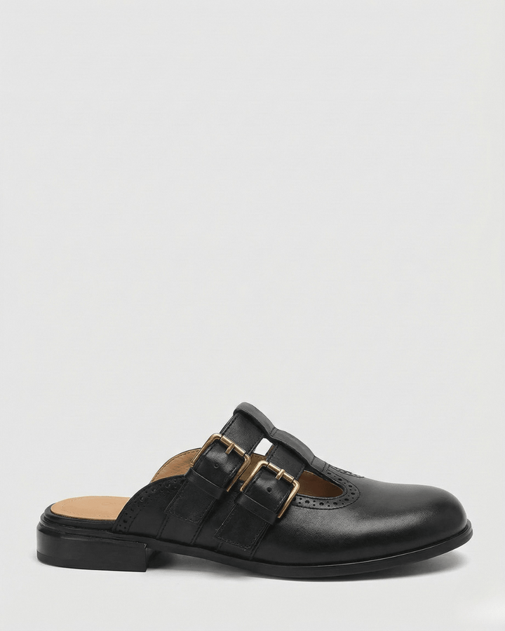 Theodora Mule Heels featuring soft leather material and a comfortable block heel, perfect for stylish and easy wear. - 2