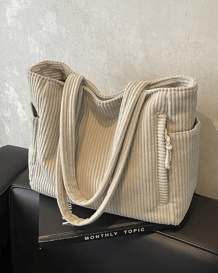 Tilda Tote Bag featuring a stylish ribbed design, spacious interior, and versatile use for everyday activities. - 8