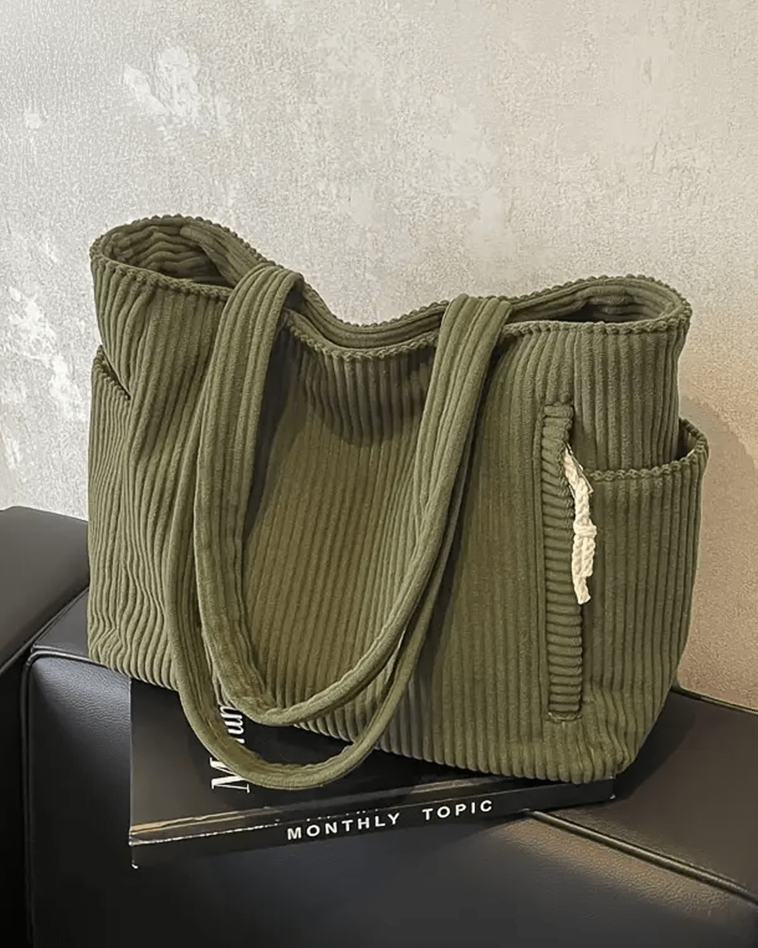 Tilda Tote Bag featuring a stylish ribbed design, spacious interior, and versatile use for everyday activities. - 5