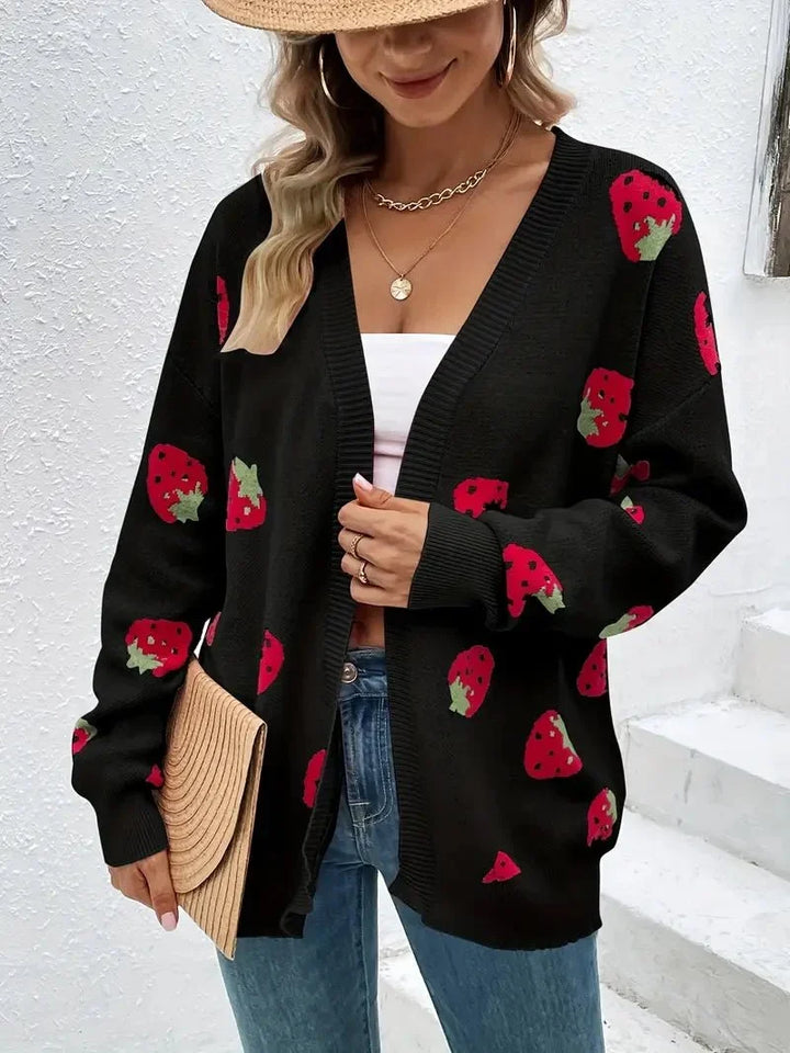 Strawberry | Motif Knit Cardigan