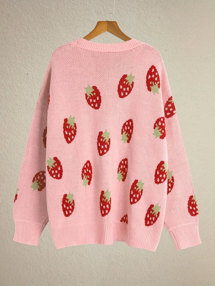 Strawberry | Motif Knit Cardigan