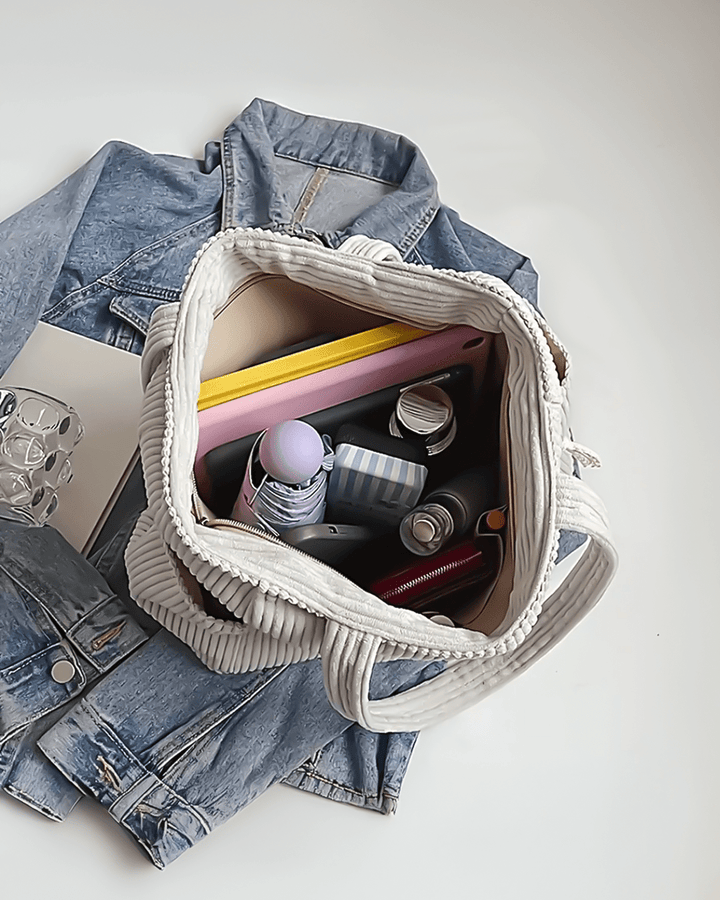 Tilda Tote Bag featuring a stylish ribbed design, spacious interior, and versatile use for everyday activities. - 2