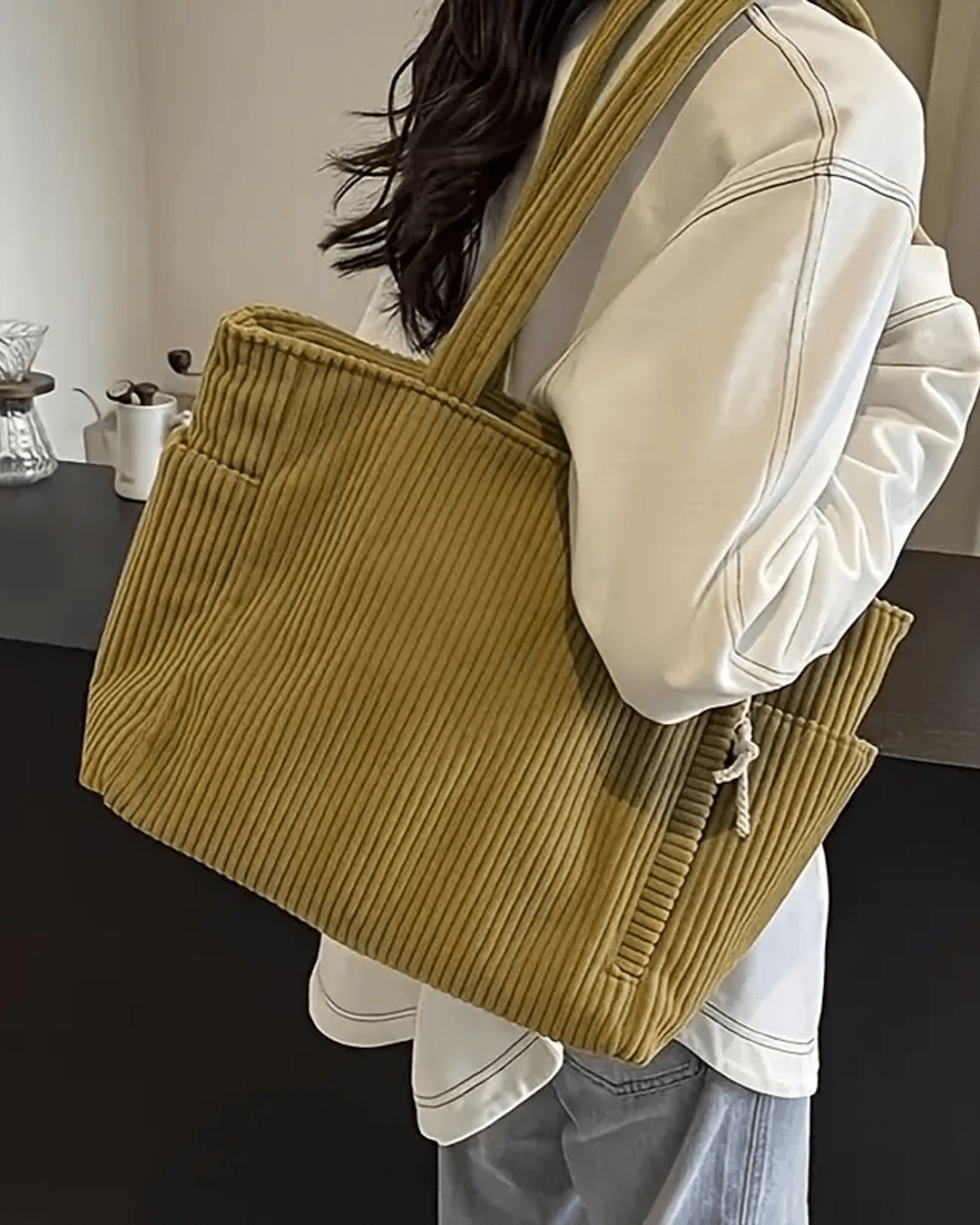 Tilda Tote Bag featuring a stylish ribbed design, spacious interior, and versatile use for everyday activities. - 4
