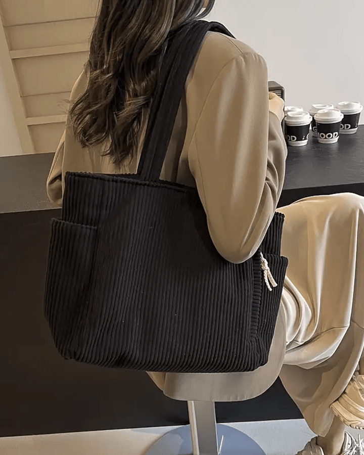 Tilda Tote Bag featuring a stylish ribbed design, spacious interior, and versatile use for everyday activities. - 3