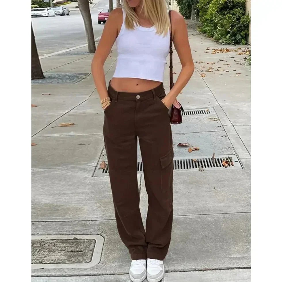 Quinn Cargo Pants in a relaxed fit, featuring a stylish design perfect for effortless chic outfits.

 - 1