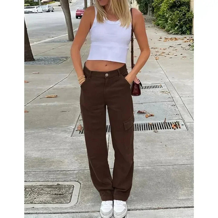 Quinn Cargo Pants in a relaxed fit, featuring a stylish design perfect for effortless chic outfits.

 - 1