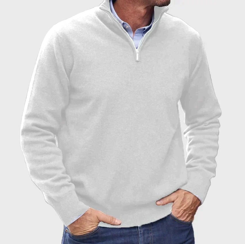 Men's Cashmere-Touch Half-Zip Sweater, Ribbed Trim