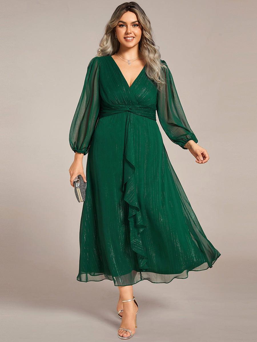 Elara Evening Dress | Plus Size A-Line Chiffon with Twist Knot and Lotus Leaf Detail 10