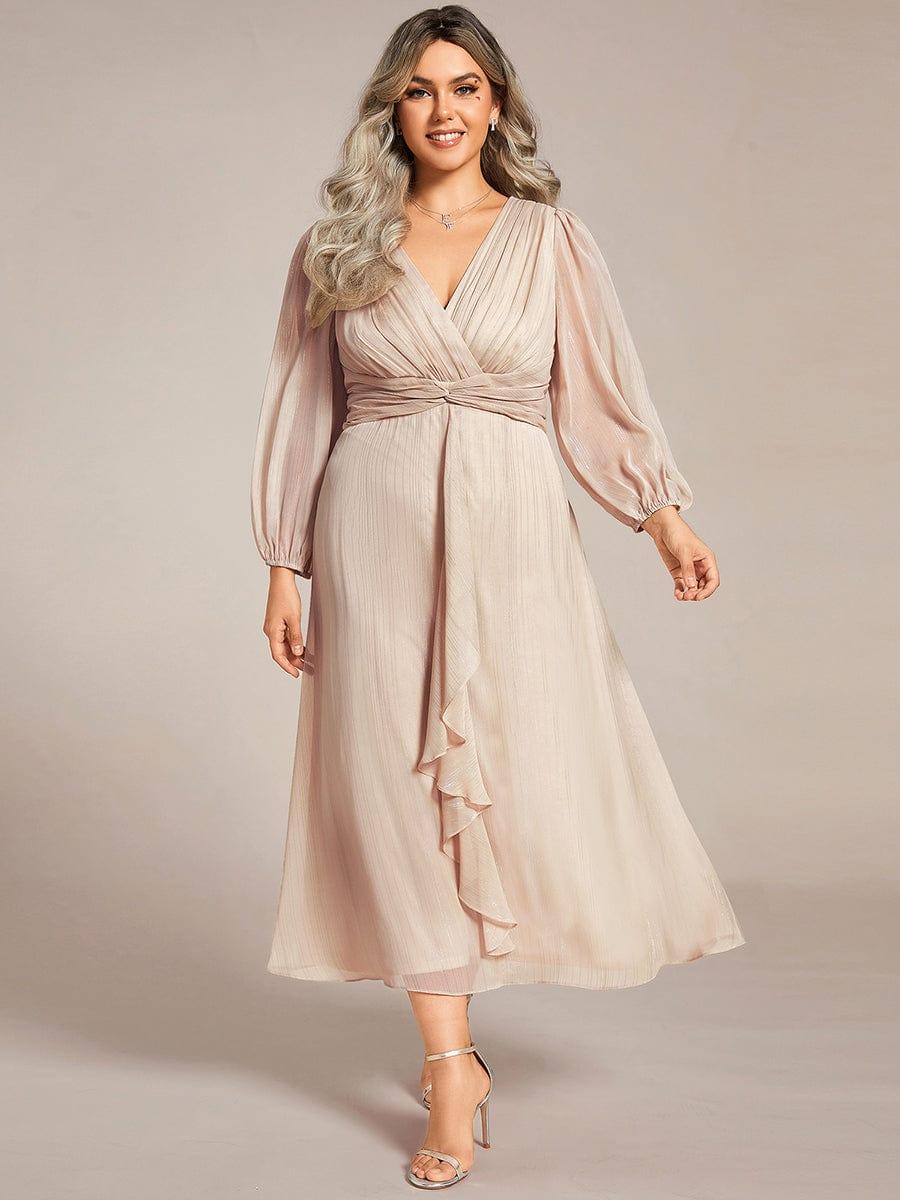 Elara Evening Dress | Plus Size A-Line Chiffon with Twist Knot and Lotus Leaf Detail 12