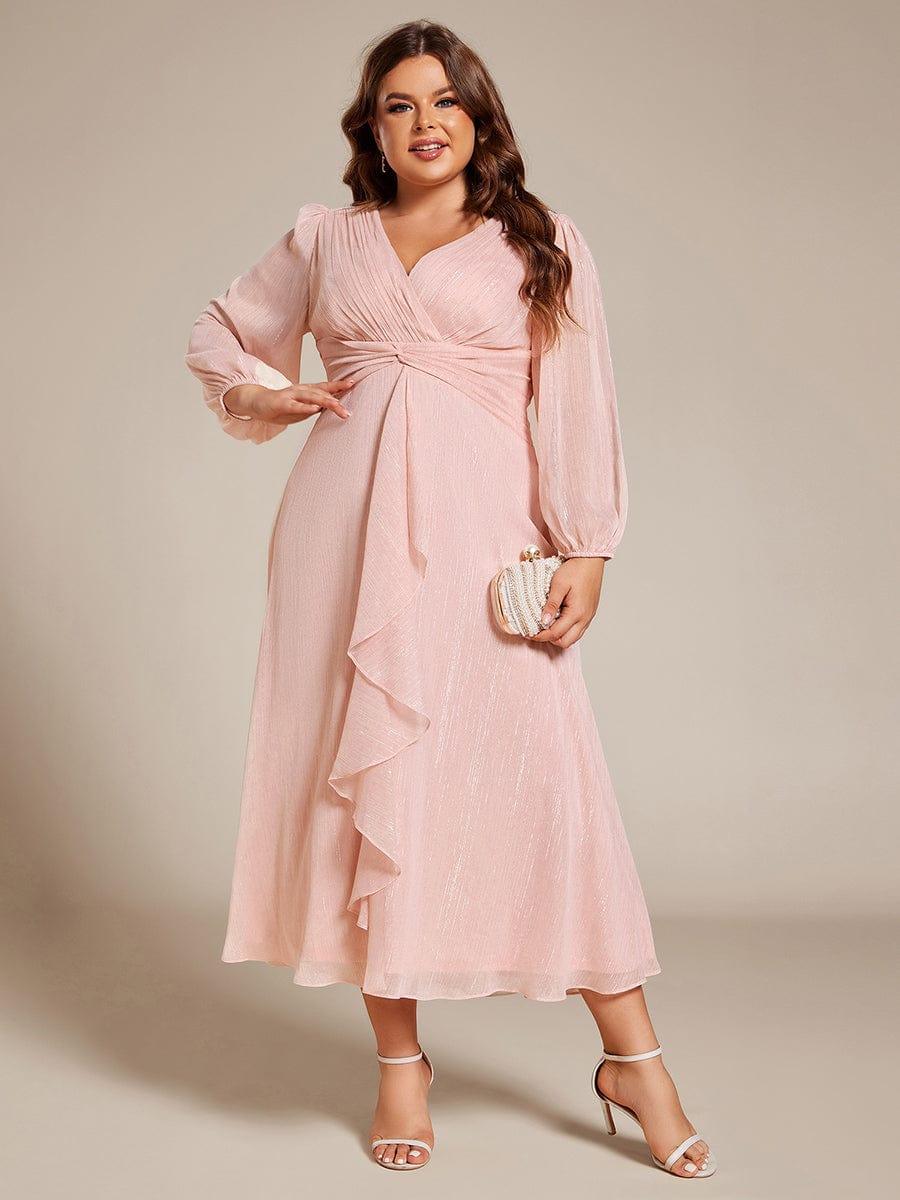 Elara Evening Dress | Plus Size A-Line Chiffon with Twist Knot and Lotus Leaf Detail 15