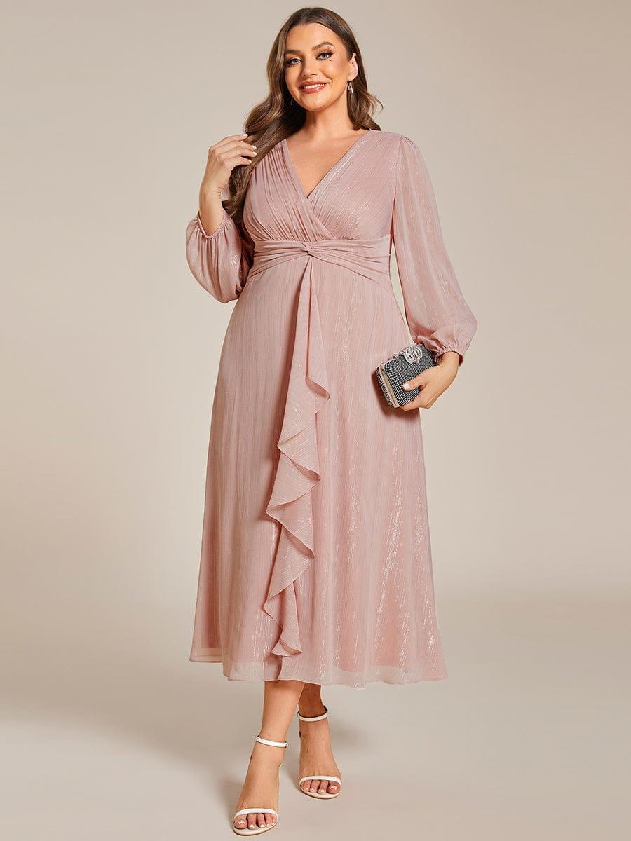 Elara Evening Dress | Plus Size A-Line Chiffon with Twist Knot and Lotus Leaf Detail 16