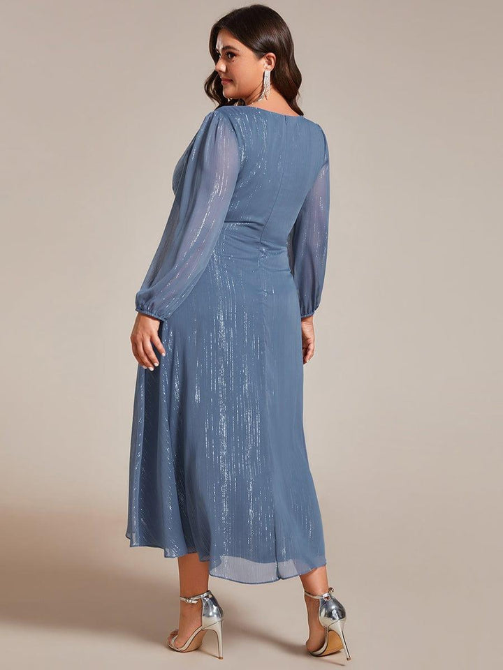 Elara Evening Dress | Plus Size A-Line Chiffon with Twist Knot and Lotus Leaf Detail 5