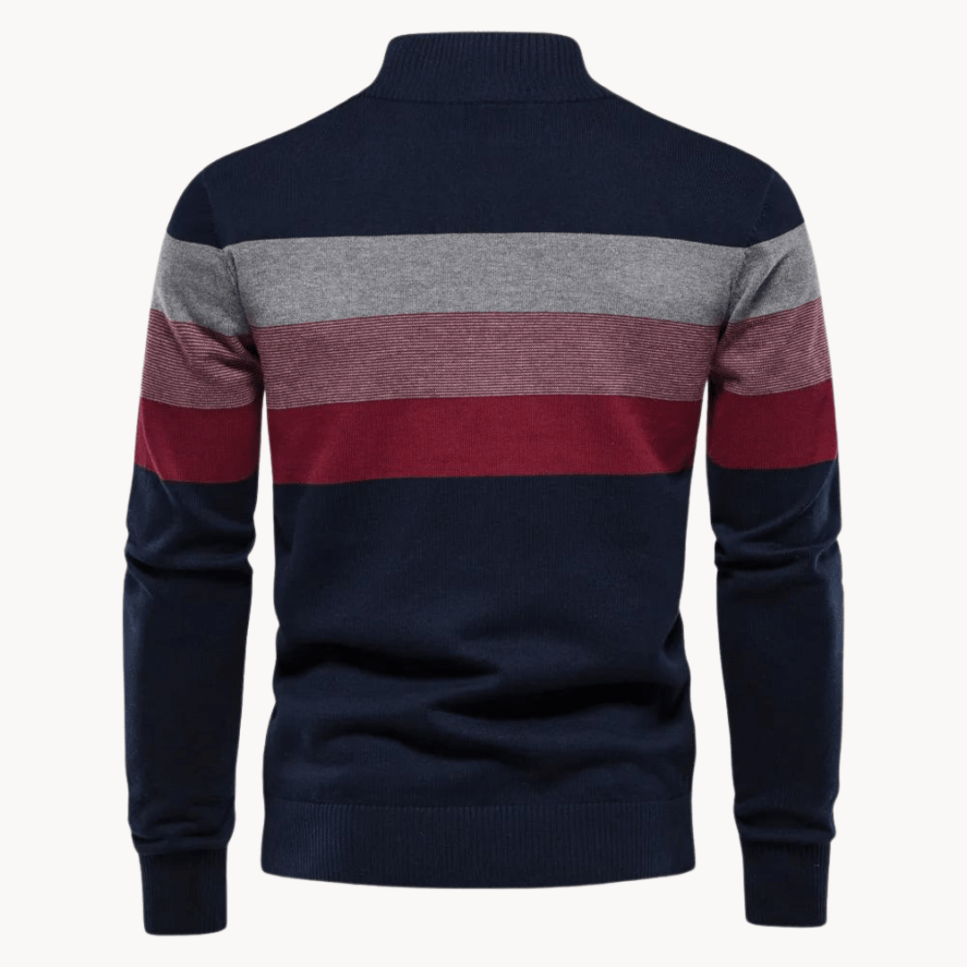 Quest Quarter-Zip Sweater featuring a stylish striped design, made from a soft cotton blend, designed for a relaxed fit perfect for casual outings and layering - 2