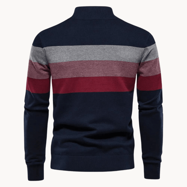 Quest Quarter-Zip Sweater featuring a stylish striped design, made from a soft cotton blend, designed for a relaxed fit perfect for casual outings and layering - 2