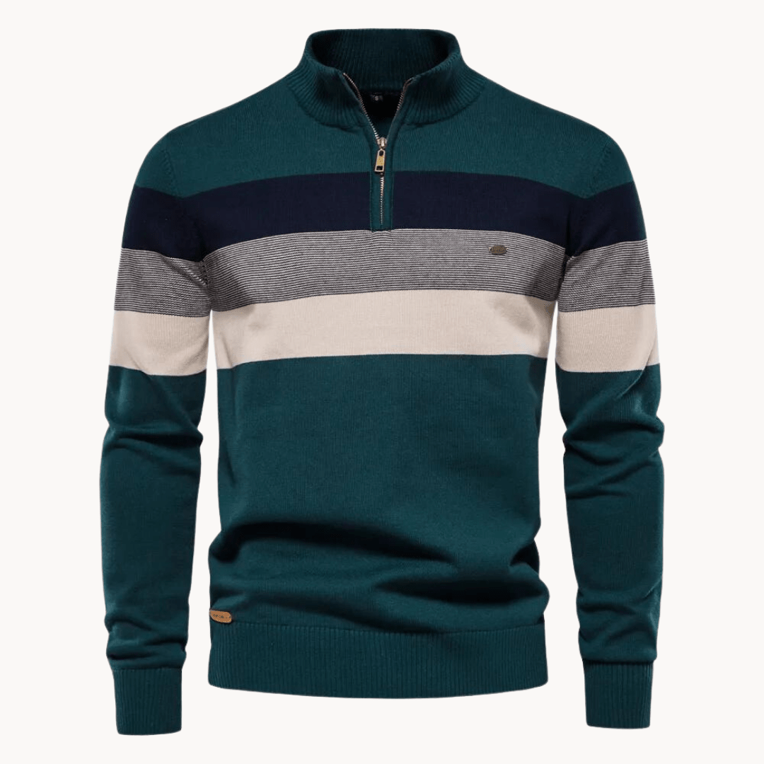 Quest Quarter-Zip Sweater featuring a stylish striped design, made from a soft cotton blend, designed for a relaxed fit perfect for casual outings and layering - 9