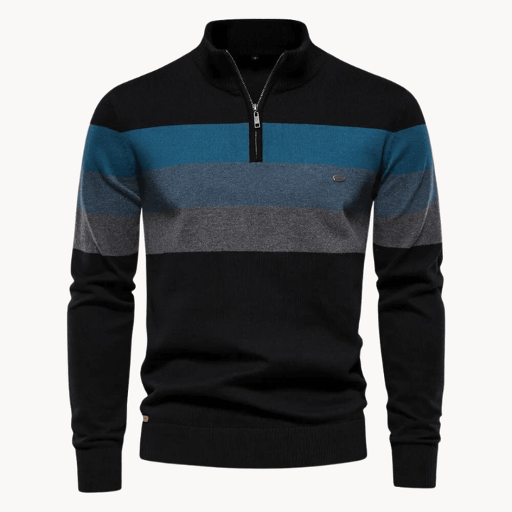 Quest Quarter-Zip Sweater featuring a stylish striped design, made from a soft cotton blend, designed for a relaxed fit perfect for casual outings and layering - 10