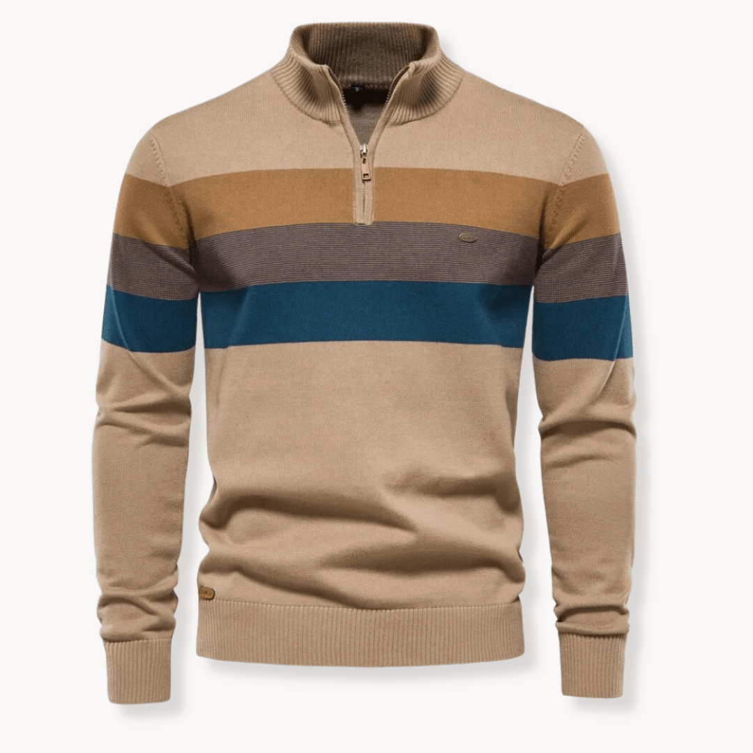 Quest Quarter-Zip Sweater featuring a stylish striped design, made from a soft cotton blend, designed for a relaxed fit perfect for casual outings and layering - 11