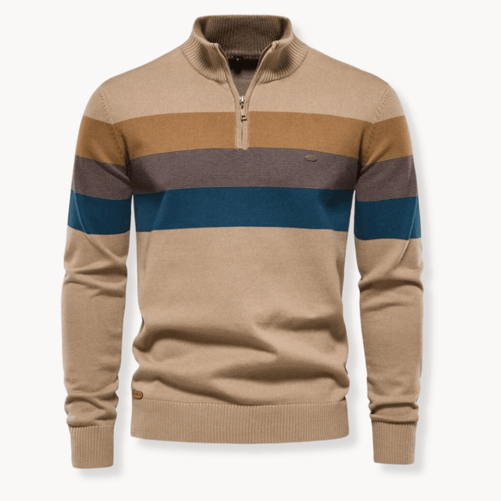 Quest Quarter-Zip Sweater featuring a stylish striped design, made from a soft cotton blend, designed for a relaxed fit perfect for casual outings and layering - 11