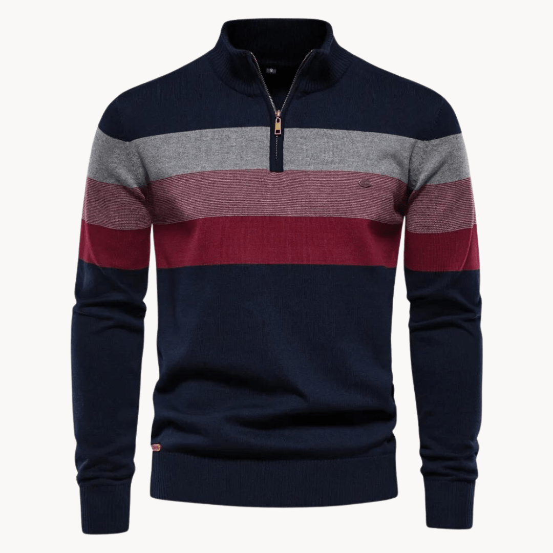 Quest Quarter-Zip Sweater featuring a stylish striped design, made from a soft cotton blend, designed for a relaxed fit perfect for casual outings and layering - 8