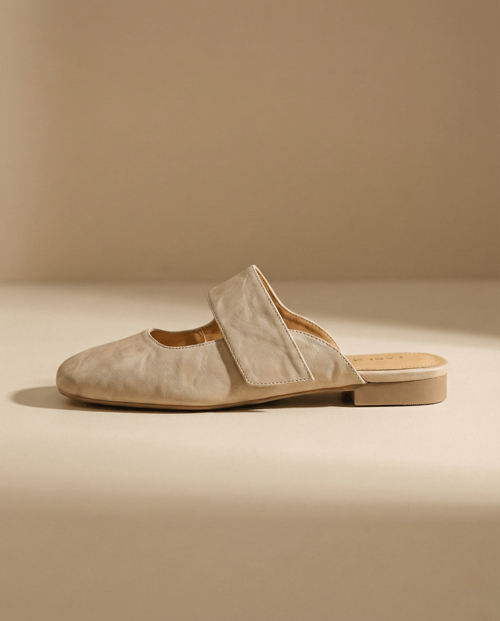 Yena | Leather Square Toe Chunky Heel Mules