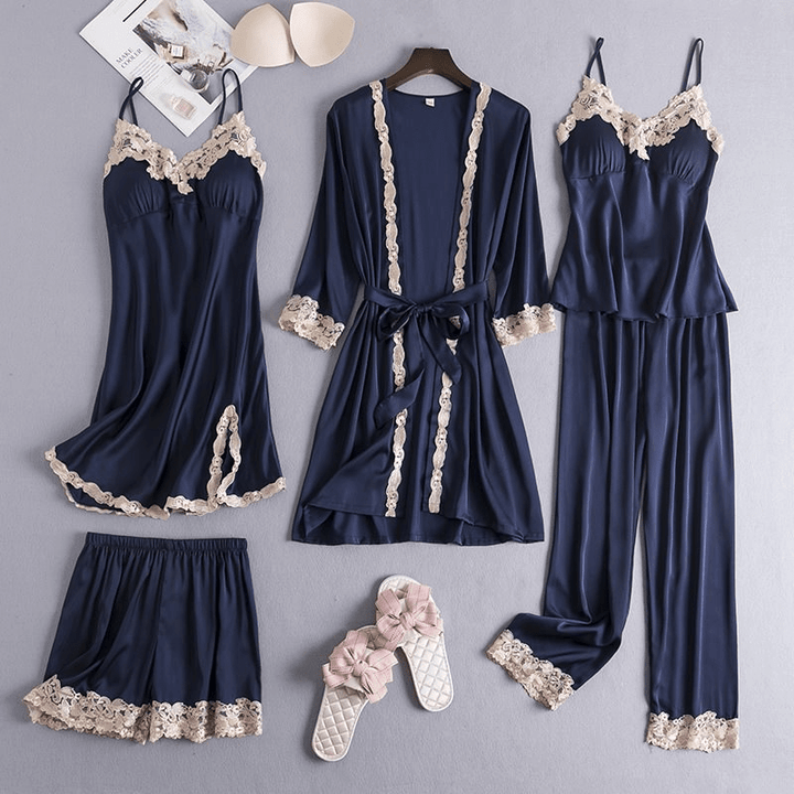 Haven Satin Intimates Set featuring an elegant 4-piece loungewear collection in luxurious satin, perfect for comfortable and stylish relaxation. - 2