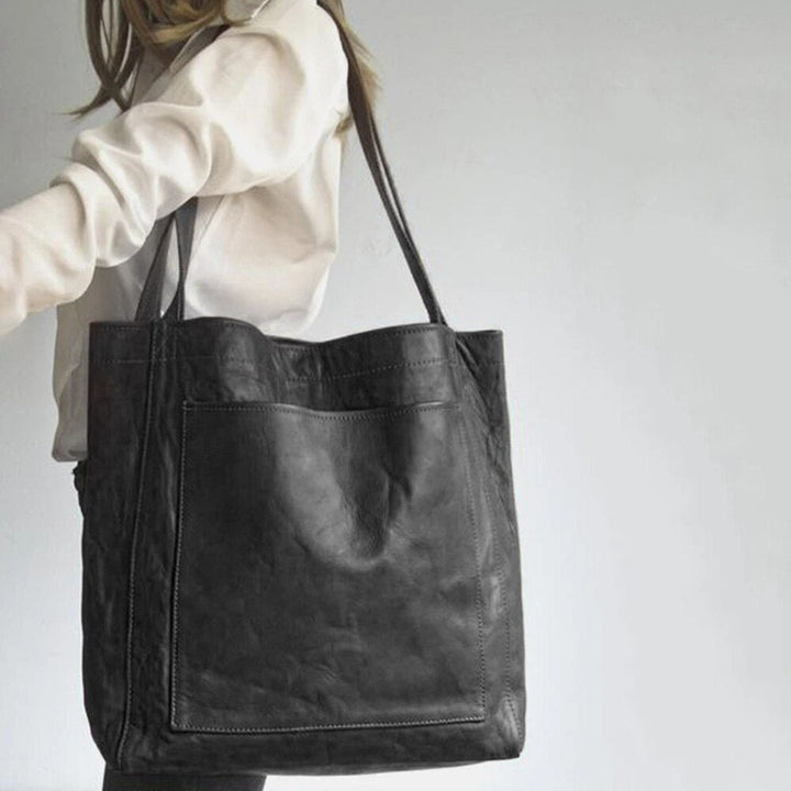 Enna shoulder tote, side profile showing depth
