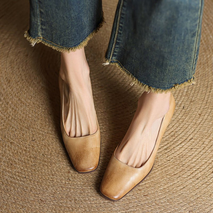 Elviera | Square Leather Heels