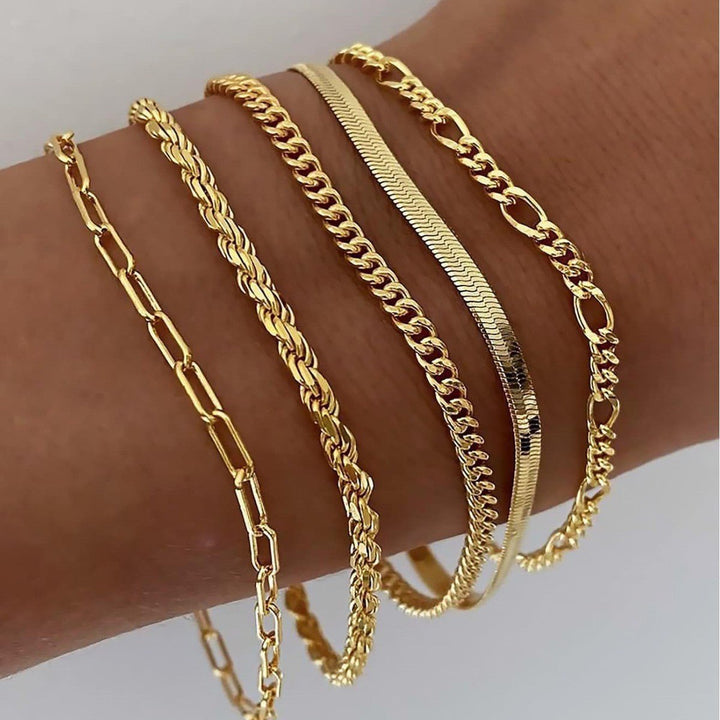 Elysian Bracelet Set featuring elegant gold-plated design, with adjustable fit for versatile styling. - 1
