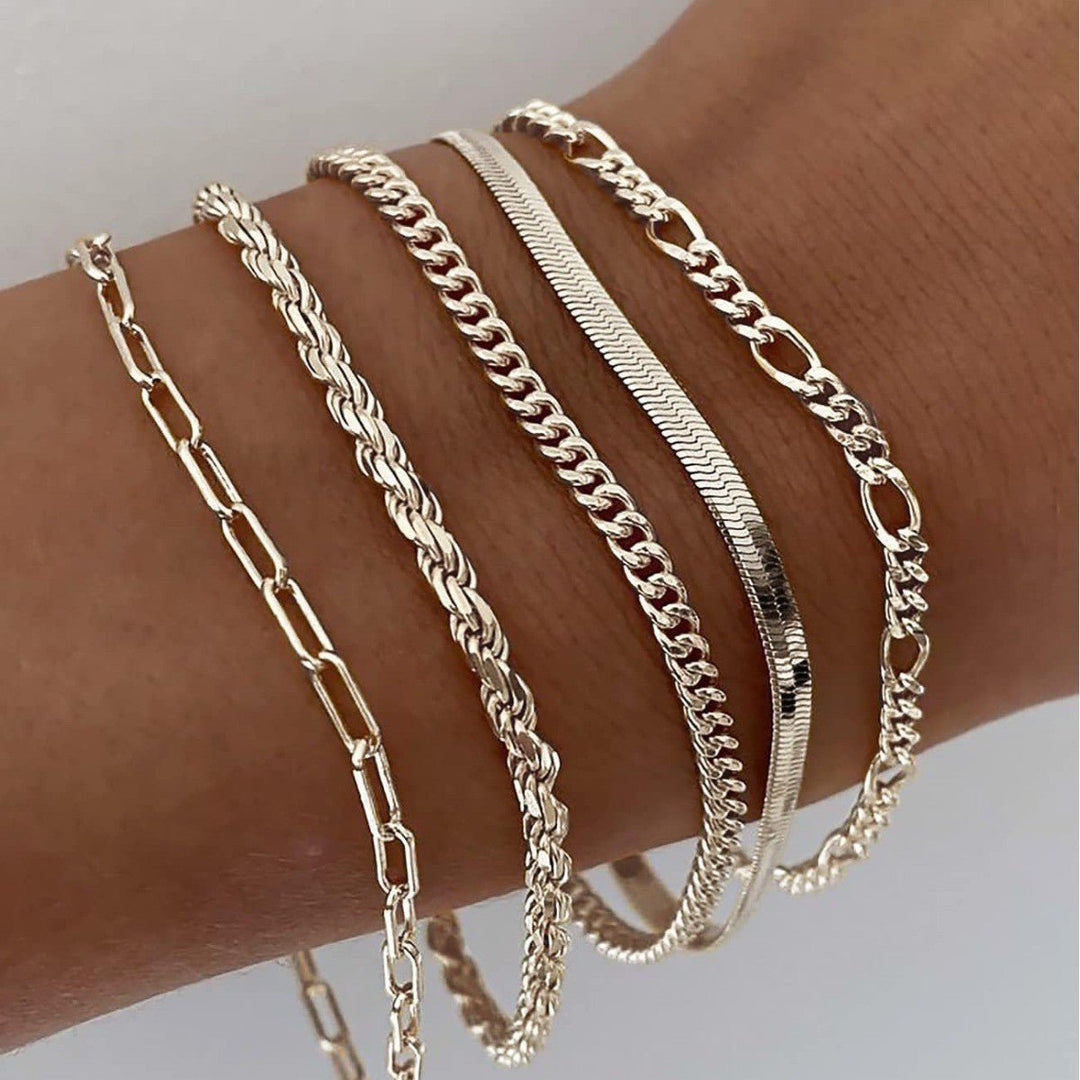 Elysian Bracelet Set featuring elegant gold-plated design, with adjustable fit for versatile styling. - 3