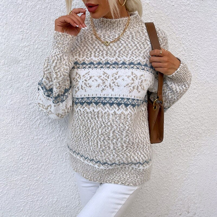 Luna Vintage Sweater in soft fleece with a stylish high neck design, perfect for cozy autumn and winter outfits. - 4