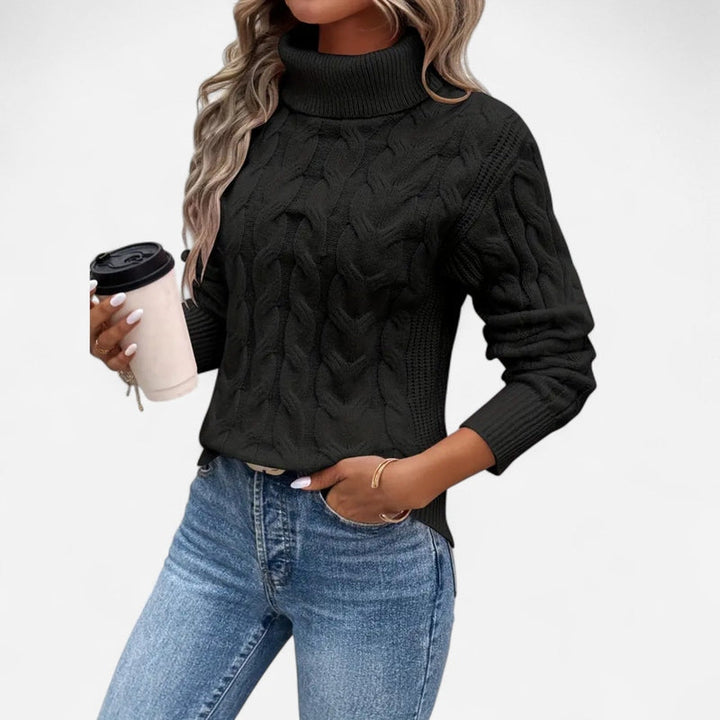 Breezy Knit Turtleneck Sweater | Chunky Cable-Knit Design