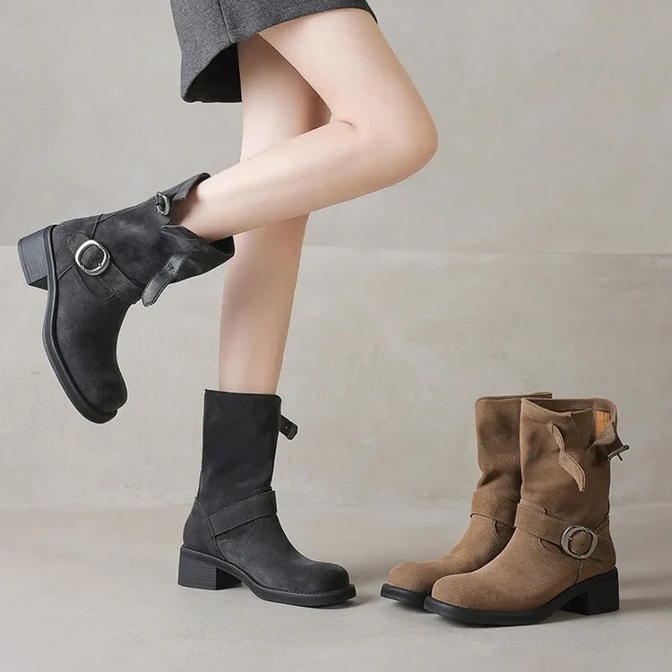 Blackthorn | Suede Buckle Boots