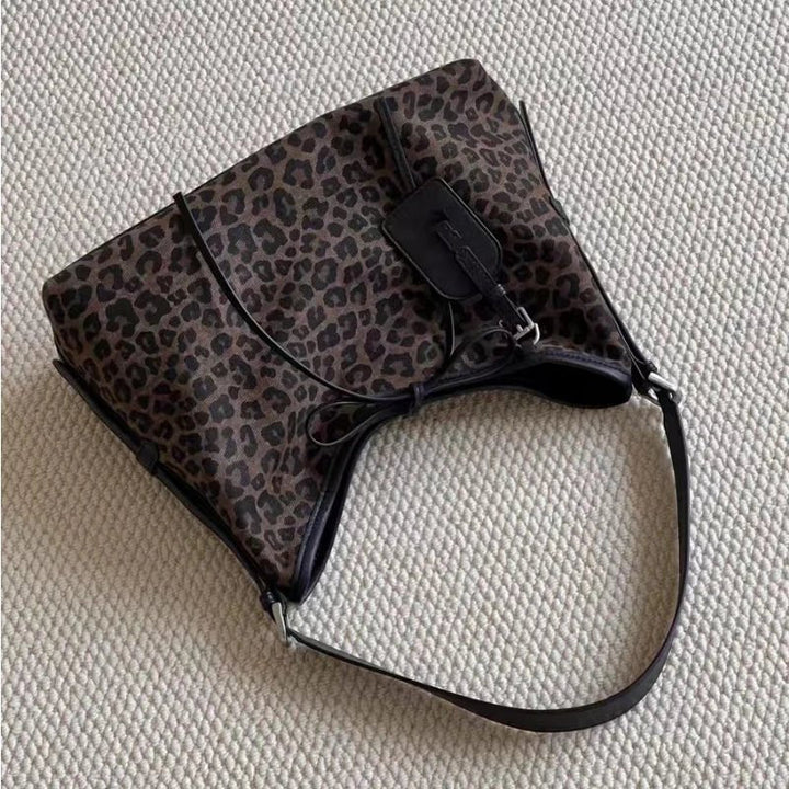 Leopard Print Shoulder Bag | Soft Suede Faux Finish