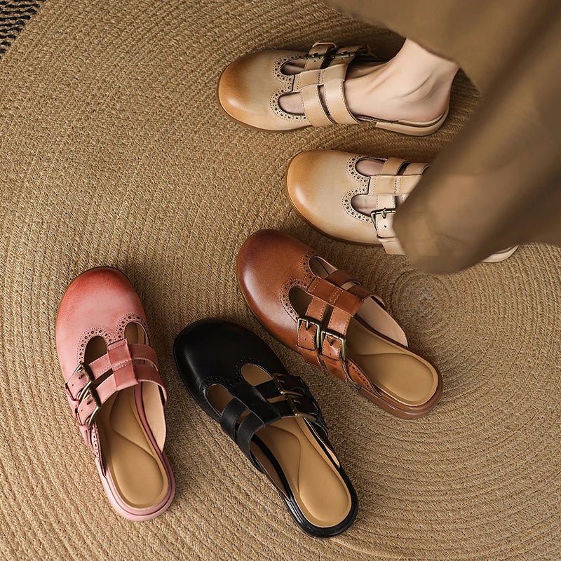 Theodora Mule Heels featuring soft leather material and a comfortable block heel, perfect for stylish and easy wear. - 20