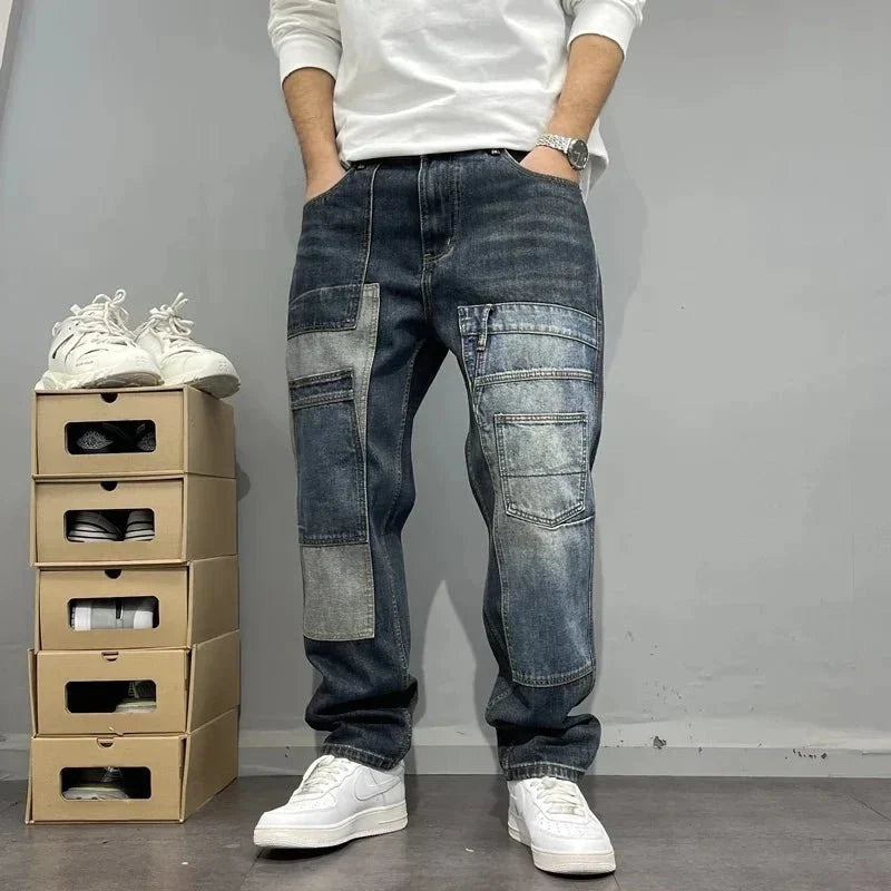 Jasper Ken Jeans in a stylish patchwork design featuring a relaxed fit, perfect for casual wear and modern fashion enthusiasts. - 1