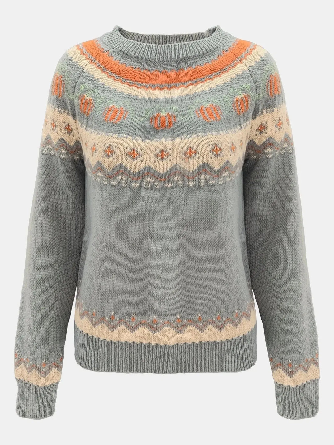 Punkin Sweater featuring a stylish jacquard design in soft wool, perfect for cozy autumn outfits. - 5