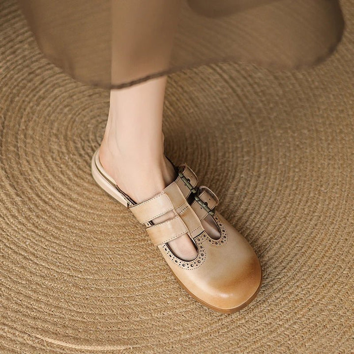 Theodora Mule Heels featuring soft leather material and a comfortable block heel, perfect for stylish and easy wear. - 18