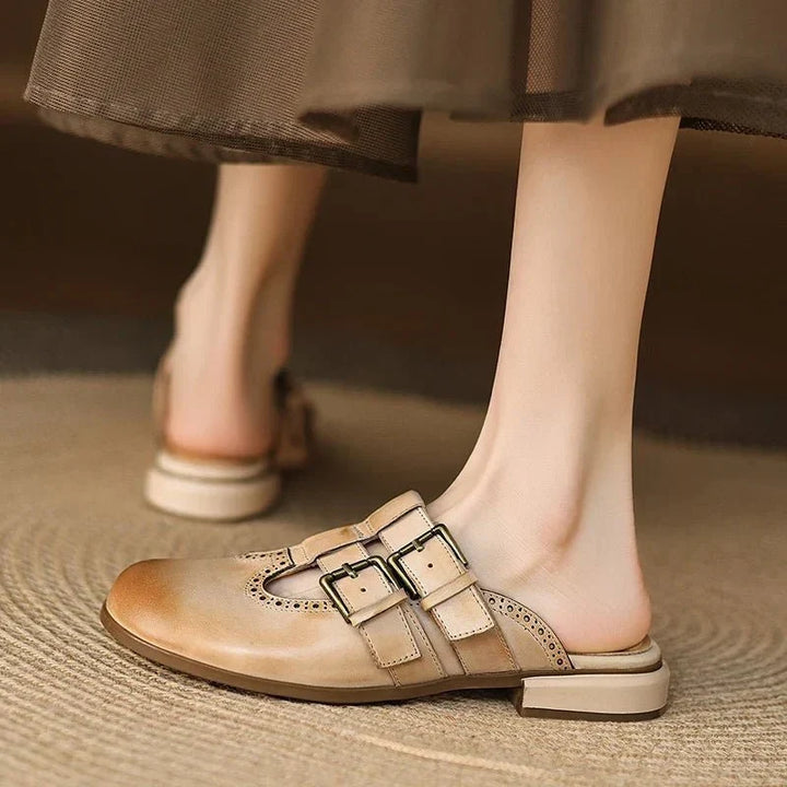 Theodora Mule Heels featuring soft leather material and a comfortable block heel, perfect for stylish and easy wear. - 15