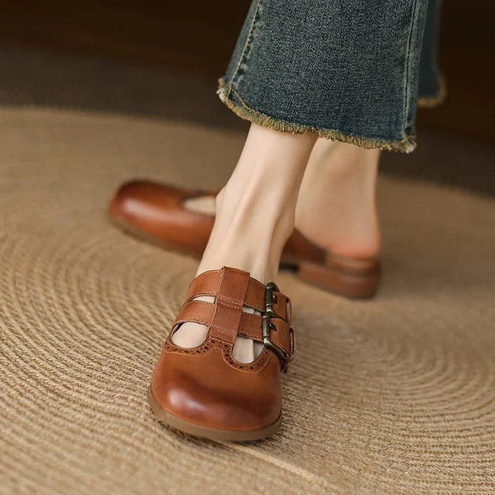 Theodora Mule Heels featuring soft leather material and a comfortable block heel, perfect for stylish and easy wear. - 24