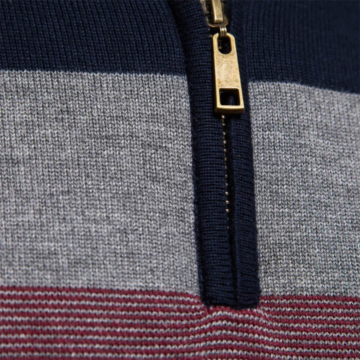 Quest Quarter-Zip Sweater featuring a stylish striped design, made from a soft cotton blend, designed for a relaxed fit perfect for casual outings and layering - 3