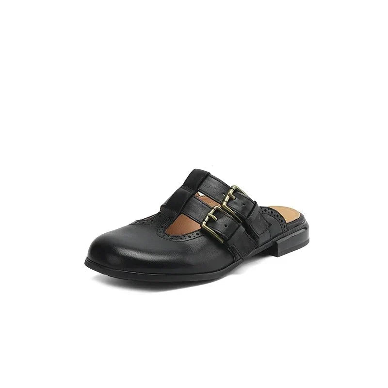 Theodora Mule Heels featuring soft leather material and a comfortable block heel, perfect for stylish and easy wear. - 6
