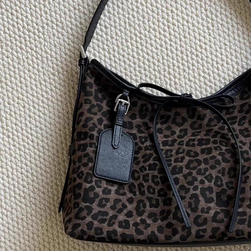 Leopard Print Shoulder Bag | Soft Suede Faux Finish